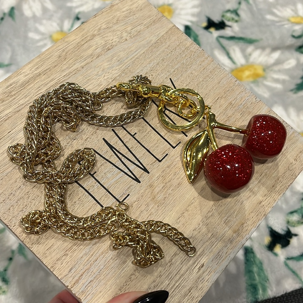Chain‎ necklace cherries strap gold color long thick chain accessory 🍒 purse